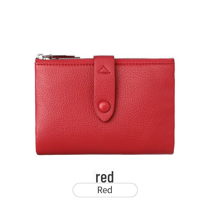 

Мини-портативный женский кошелек для монет 2024 года: Простой корейский стиль, свежий, многофункциональный короткий кошелек красный