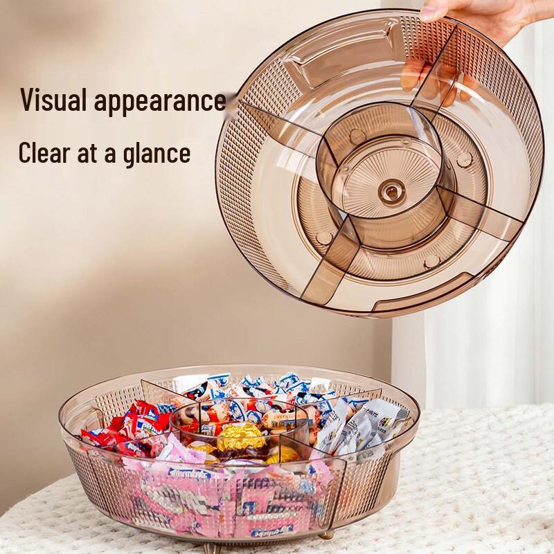 temeiju 360° Rotatable Divided Snack Tray with Lid