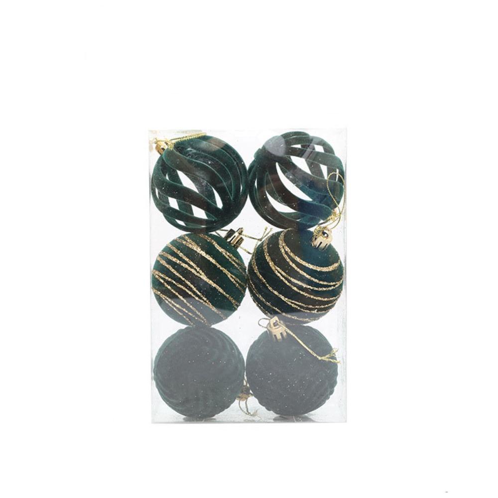 6pcs/set Red Green White Christmas Ball Ornaments Velvet Xmas Tree Hanging Balls Children Gifts