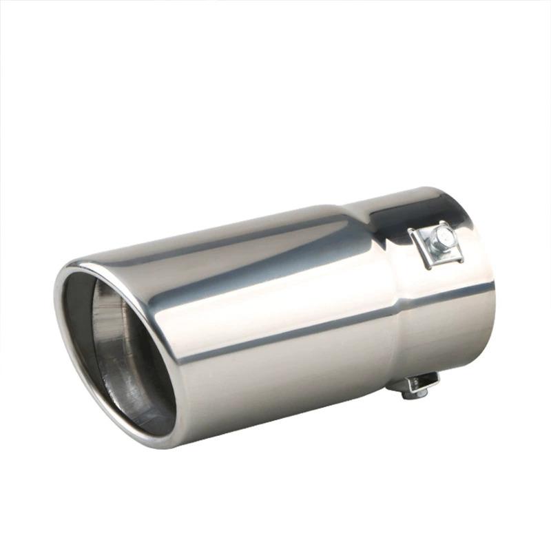 New exhaust tips pipes double thick liner stainless exhaust tail muffler throat universal car exterior parts auto accessories серебряный