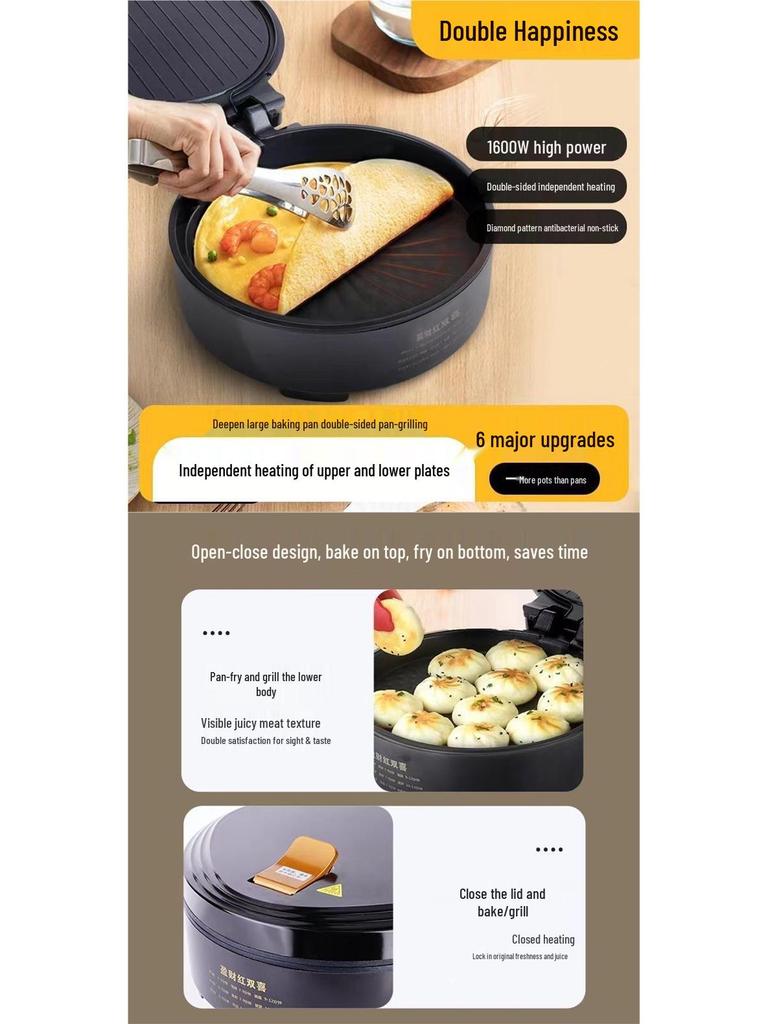 Non-Stick Electric Pancake & Crepe Maker with Double-Sided Heating for Breakfast