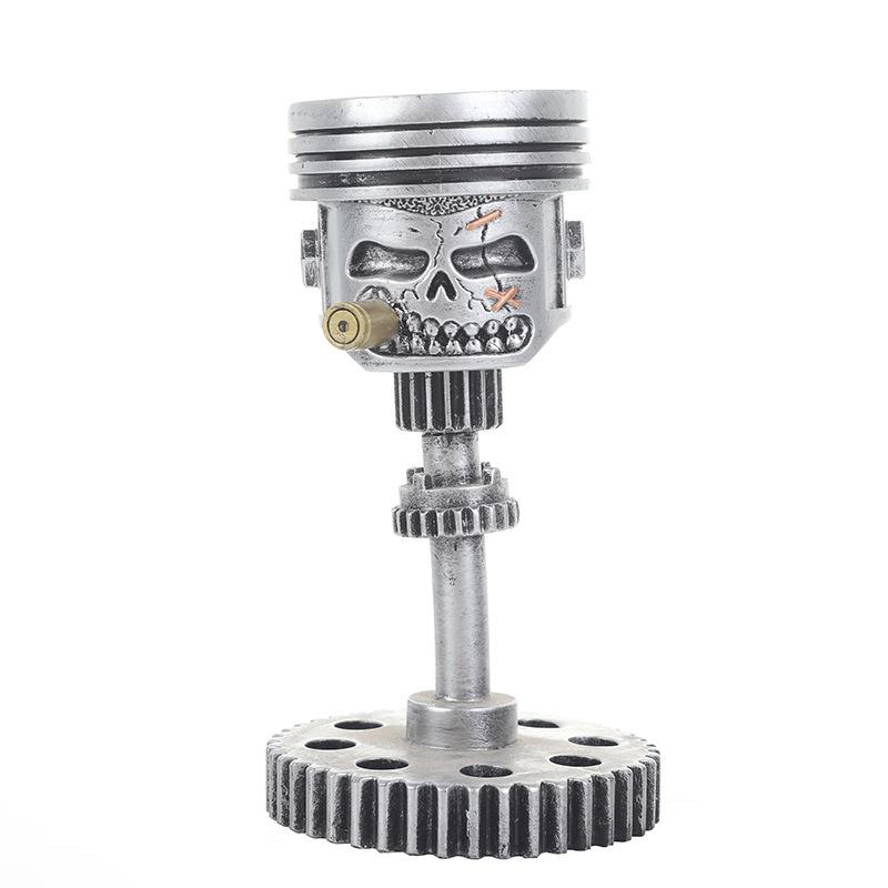 Scultura Teschio Faccia Piston Scultura Meccanica Punk Resina Statuetta Arte Ornamenti Creativi Divertenti Ufficio Casa Tavolo Decorazioni