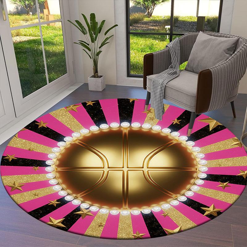 Metalball Round Area Rug,Carpet Rug for Living Room Bedroom Sofa Playroom Decor,Non-slip Floor Mat