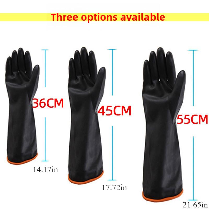 Säure- und Alkalibeständige Handschuhe aus Gummi, Schwarz, doppelwandig, verlängert und verdickt, Industrielle Chemikalienschutzhandschuhe