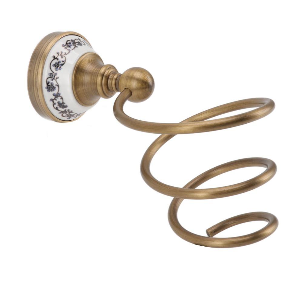 Brass Hair Dryer Holder Antique Retro Style Blow Dryer Rack  Bathroom Salon Barber Shop