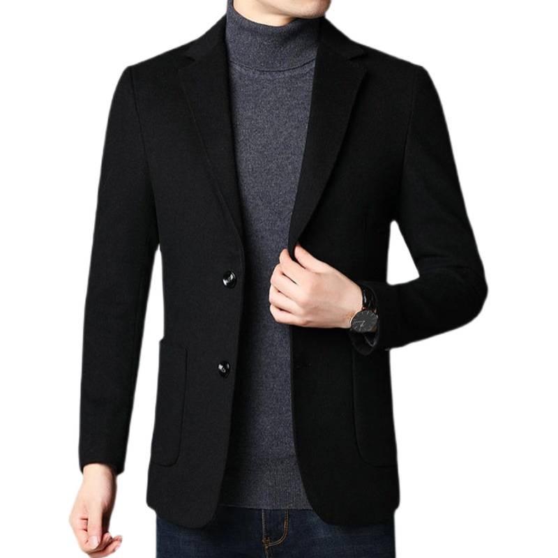 Men's Double-Breasted Cashmere Wool Overcoat & Casual Suit Set for Fall/Winter
