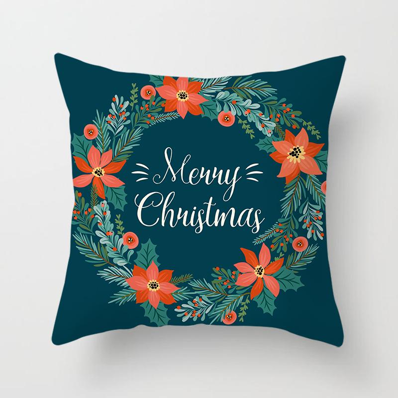 Merry Christmas Printed Pillowcase Christmas Style Cushion Cover Home Sofa Decor Throw Pillowcase