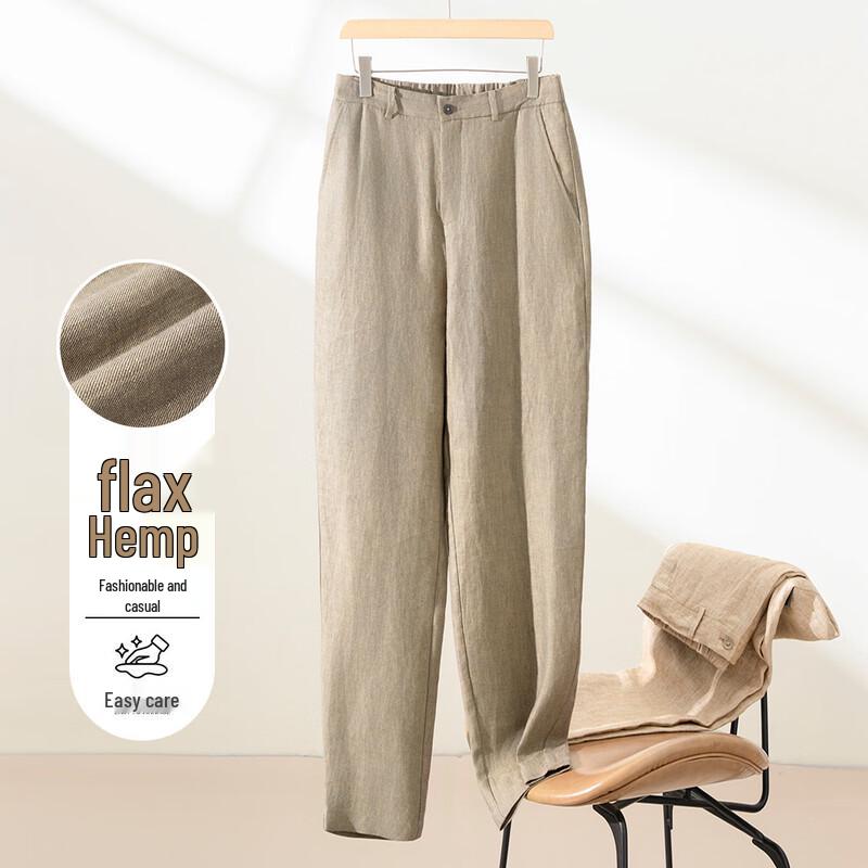 

LUOSI Men s Autumn Winter Linen Hemp Blend Elastic Waist Loose Casual Pants XL (180)