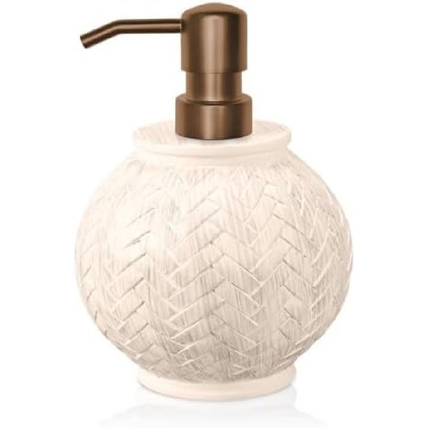 Elegant Soap Dispenser with Pump – Resin Basket Weave Design Stylish Bathroom or Kitchen Countertop Accessory for Bathroom Kitchen Countertop Globe