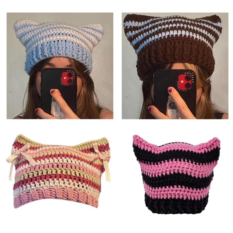 Fashion Women Beanie Hat Lovely Girls Devil Ear Knit Hats Photography Headwear