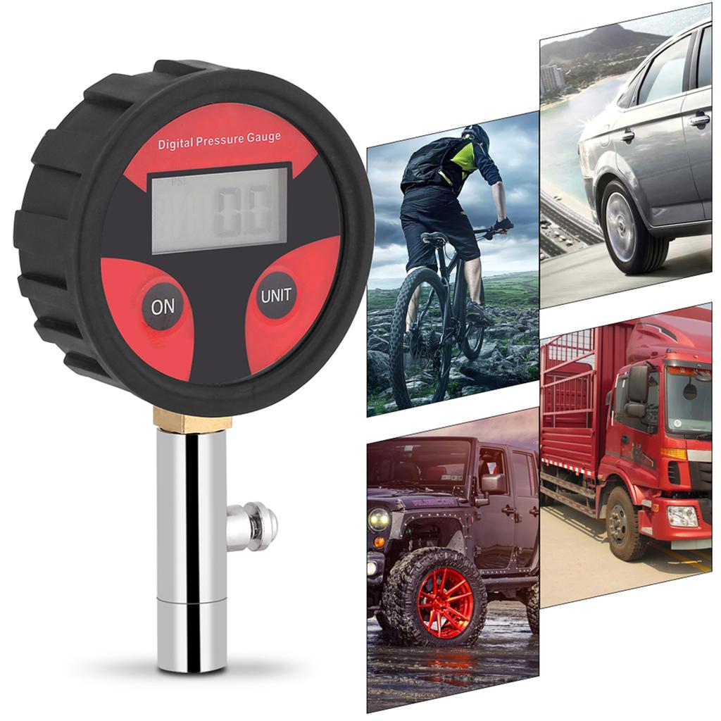0~200PSI Digital Tire Pressure Gauge with Tyre Valve and Caps for Easy Testing and Reading