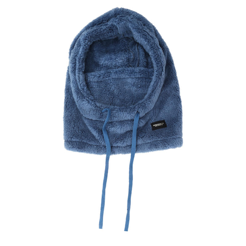 Women Winter Hood Hats Outdoor Cycling Windproof Cap Thermal Unisex Cold Proof Soft Plush with Face Mask Drawstring Warm Hat Drawstring Ski Mask Hat