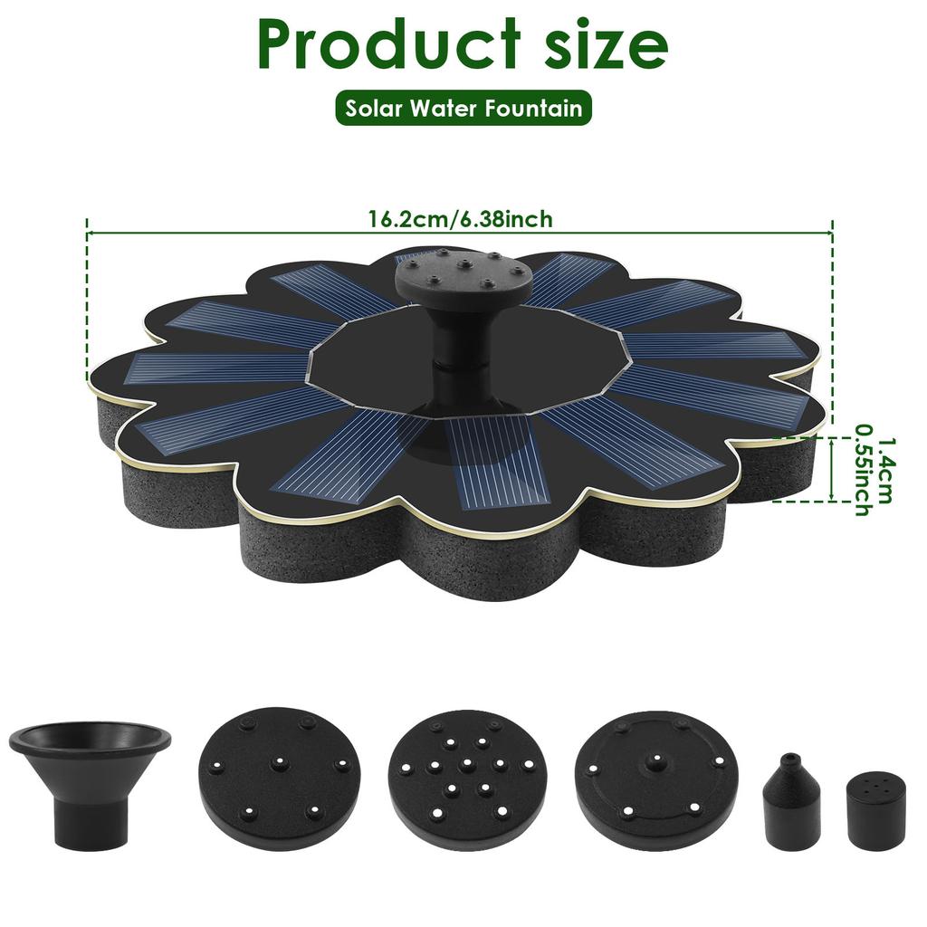 Solar Fountain Pump Bird Bath Fountain Garden Outdoor Water Pool Pond Floating Decor With 5 Nozzles Solar Panel