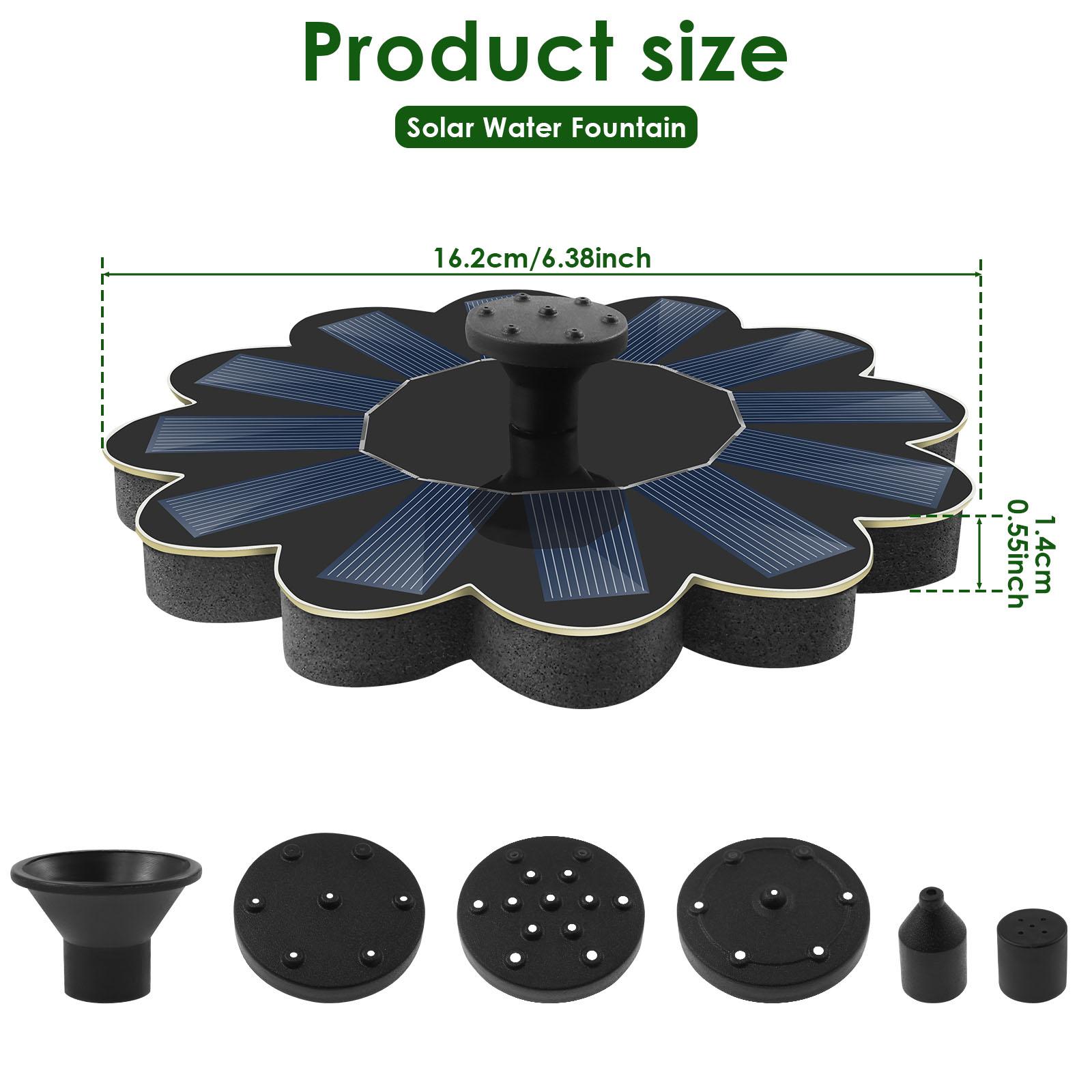 

Solar Water Fountain Polysilicon Board Floating Bird Bath Fountain Pump with 5 Nozzles Energy Saving Water Pump for Garden Ponds