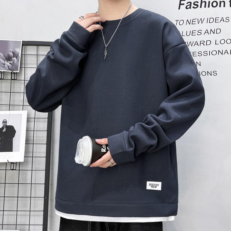 Fake Two-piece Sweater Men's Spring and Autumn Trendy Brand Long-sleeved T-shirt Loose Casual Youth Bottoming Shirt