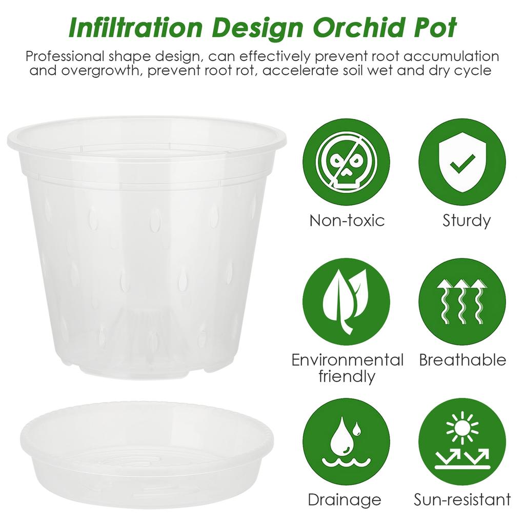 Orchid Pots with Holes Breathable Clear Plastic Orchid Planter Plant Pot for Indoor Outdoor Garden