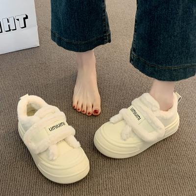 Thick-soled Velcro Cotton Shoes Winter New Velvet Thickened Fluffy Shoes Warm Muffin Baseplate Shoes Women