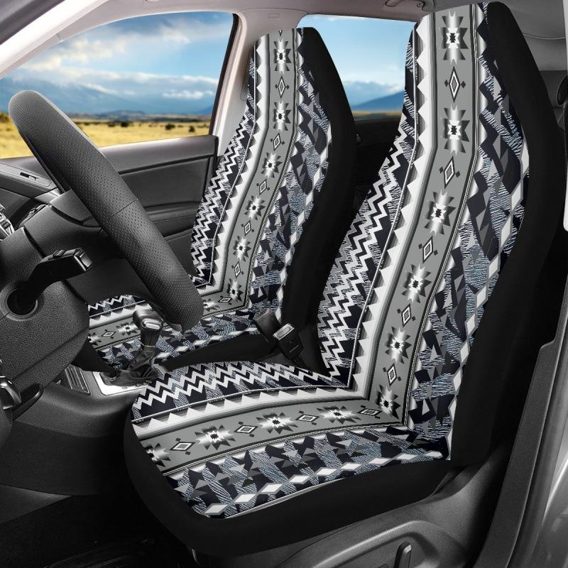 Car Universal Seat Cover Elastic Polyester Cloth Tribe Geometric Pattern Car Seat Cover
