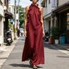 Abito Estivo Lungo Yousheng da Donna con Volant, Scollo all'Americana, Senza Maniche, Lungo, Linea ad A, Casual, per Vacanze al Mare, Sottoveste Fluida