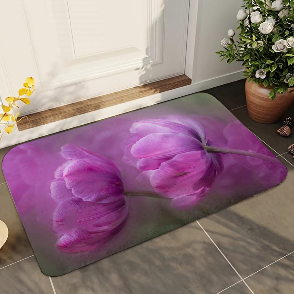 1pc Ins Flower Bathroom Absorbent Mats Anti-Slip Mats Home Decor Supplies Carpets Home Kitchen Floor Mats