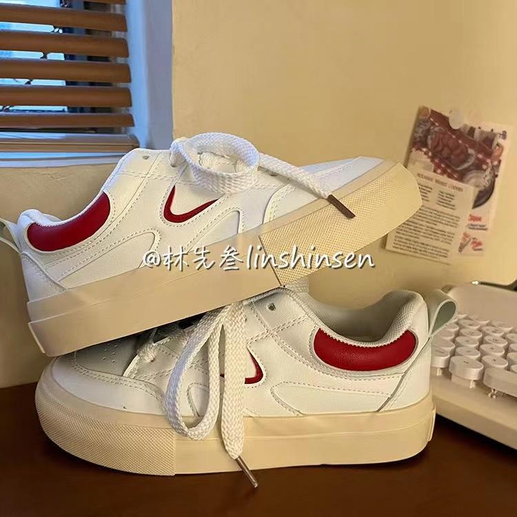 Studenten weiße Schuhe mit flacher Sohle Frühling neue vielseitige Leder-Canvas-Schuhe Marke lässige Sport Damen Schuhe