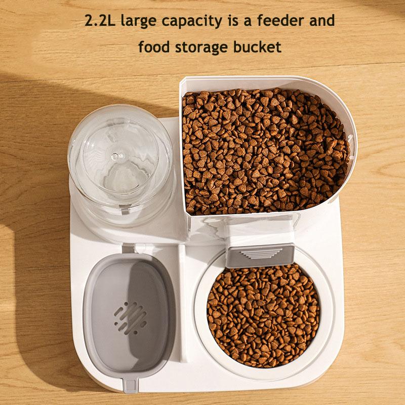 2-In-1 Pet Automatic Feeder Large Capacity Cat Drinking Fountain Water Dispenser Dog Food Bowl Dry Wet Separation Cat Feeder