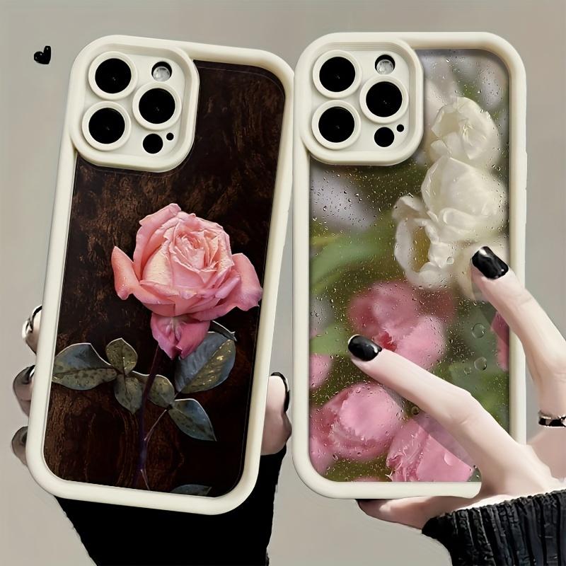 Beautiful Rose Pattern Phone Case Suitable for iPhone 17 16 15 14 13 12 11 Pro/Max/Plus Anti Drop and Shockproof Back Cover