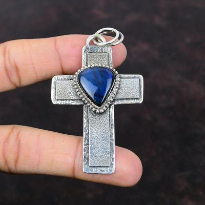 Labradoritový přívěsek Křížový přívěsek Ručně vyráběné Elegantní šperky Přívěsek ze sterlingového stříbra 925 Úžasný přívěsek s drahokamem Dárek pro ni Stříbrné šperky
