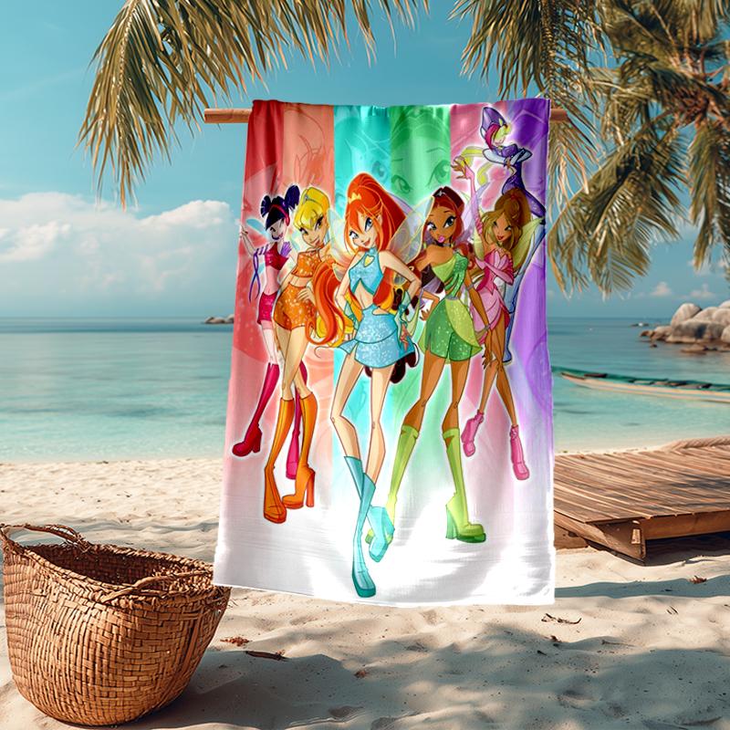 Ultra-Soft Beach Towel with Winx Club Theme,Ideal for Pool - Camping, Diving - Perfect Travel Essential, Vibrant Beach Towel.