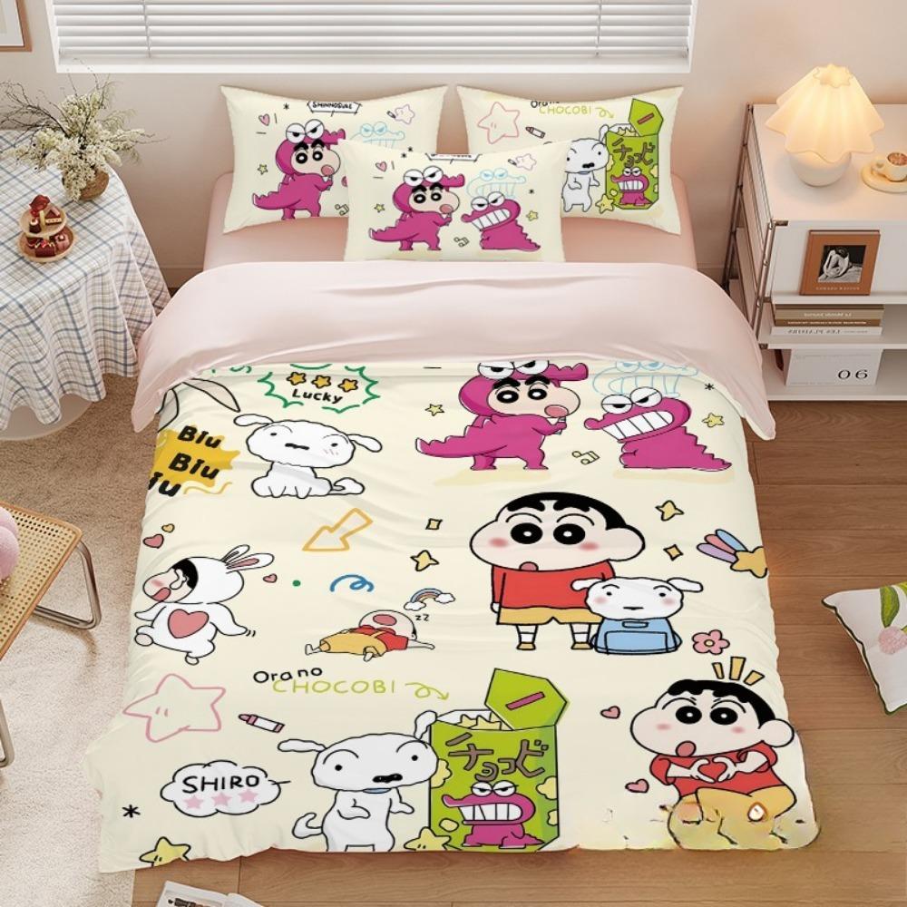 Uroczy Crayon Shin chan, Zestawy pościeli z mikrofibry, Pościel dziecięca z zamkiem błyskawicznym, Dekoracja pokoju, Poszwa na kołdrę dla nastolatków i dorosłych