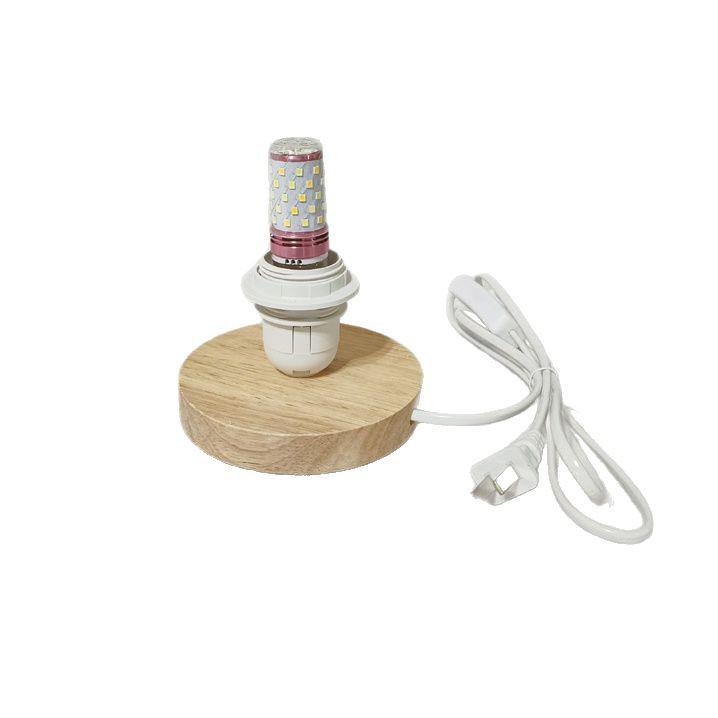 Solid Wood E27 Bedside Table Lamp Base with Switch - DIY LED Lamp Holder Accessories
