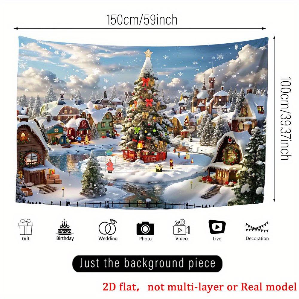 1Pcs Christmas Tree Village Snow Winter Scene Decoration Background Xmas Backdrop Decorations For Photo Studio Photo Booth Party