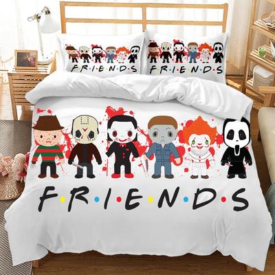 Friends  Forever Bedding Duvet Cover With 2 Pillows Simple Style Bedding Set Relaxed Soft Queen Size Modern Home Pattern Style