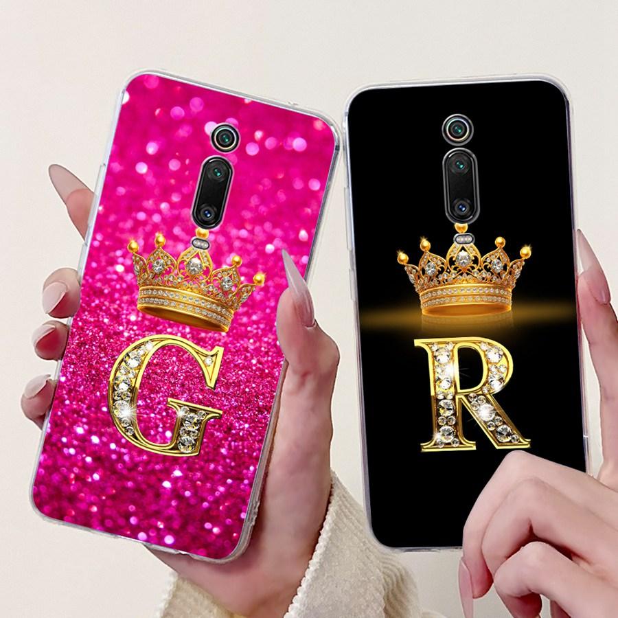 For Xiaomi Mi 9T Case Mi 9T Pro Phone Back Cover Pink Black 26 Letter Soft Silicone Funda For Xiaomi Mi9T  9 Tpro Couqe