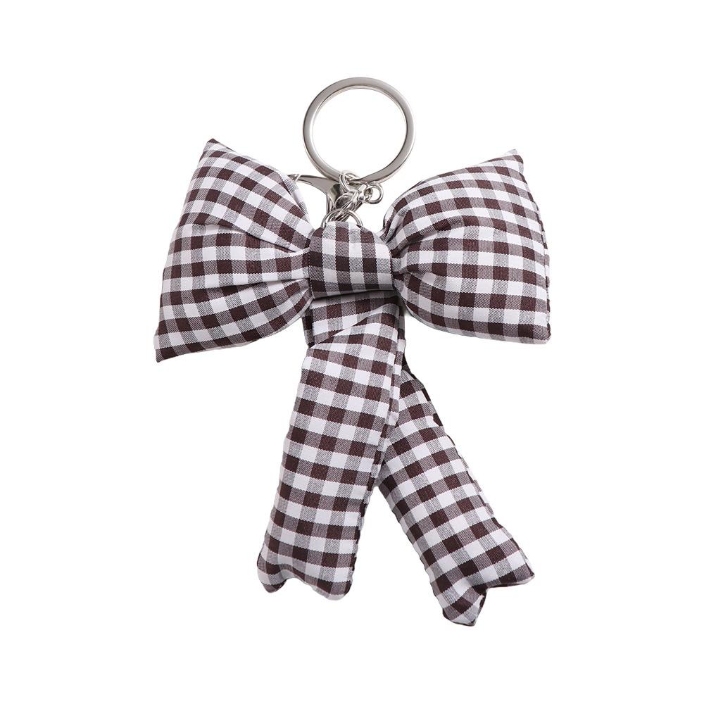 

Fashion Grid Bow Bag Pendant Cotton Filled Balletcore 3D Bowknot Keychain Phone Chain Korean Style Y2k Bag Hanging Women