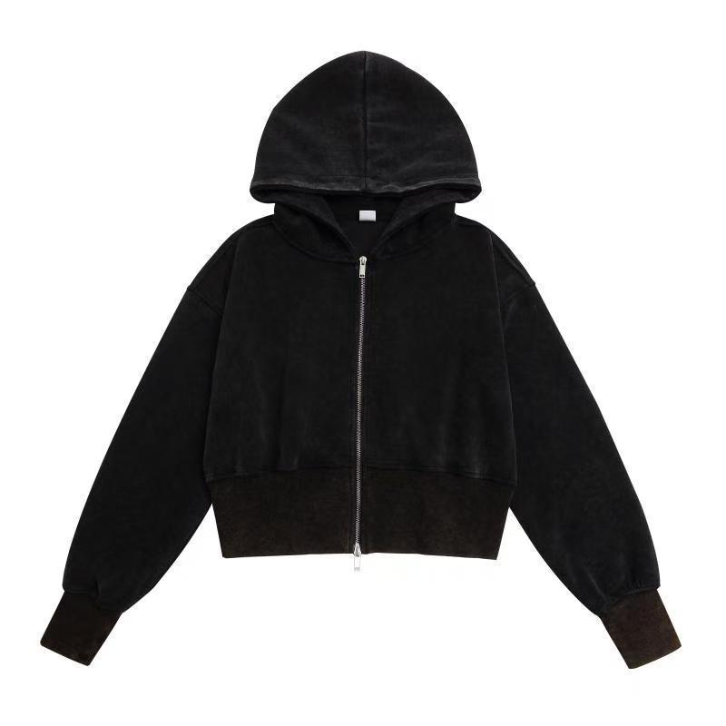 Ретро Американский Кролик Велюровая Женская Толстовка на Молнии с Капюшоном - Модная Свободная Короткая Куртка XL