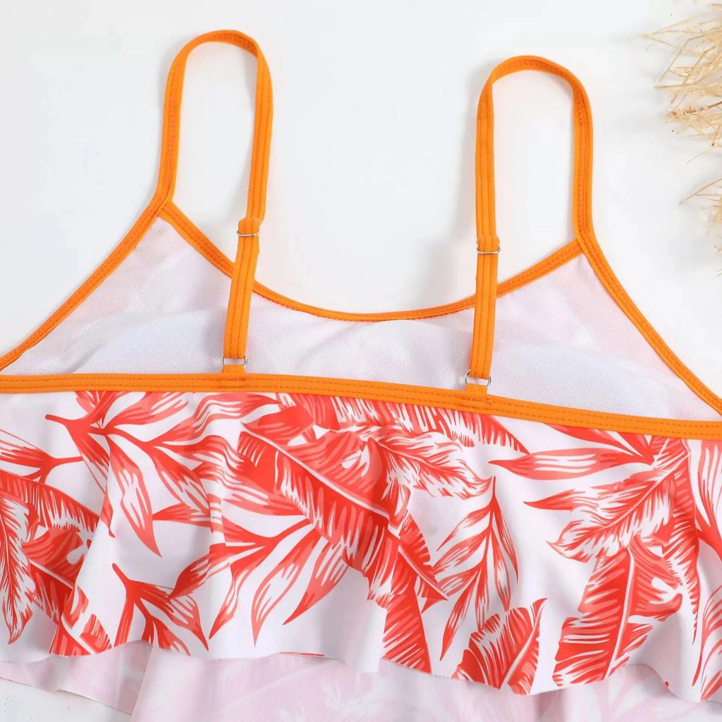 2026 New Sexy Swimwear High Waist Two Piece Bikini Leaf Print Swimsuit Tight Sling Beachwear Summer Women's Seaside Bathing Suit
