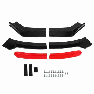 6 STKS Voorbumper Lip Separator Met Rode Voorlip Glanzend Zwart Bumper Lip Diffuser Splitter Universeel Voor Accord Civic