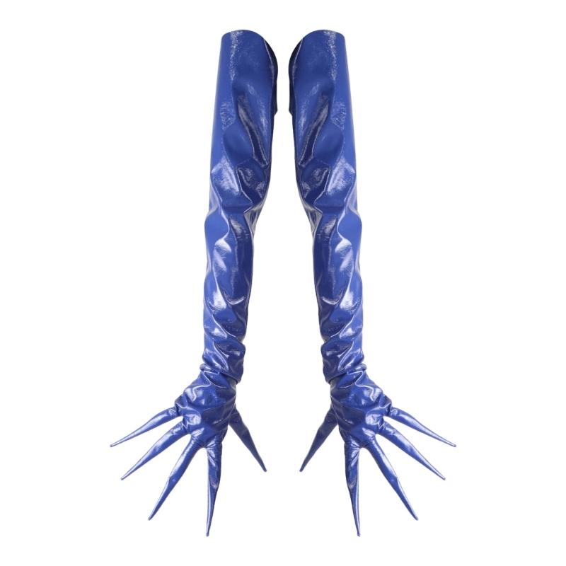 Long Finger Enamel Leather Gloves For Cosplay Event Nails Protection Costume Accessories Arm Sleeves for Halloween Party