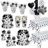 Black Puppy Paw Birthday Party Decor Cat Paw Party Supplies Tableware Cup Plates Balloons For Kids Favors Gifts Baby Shower