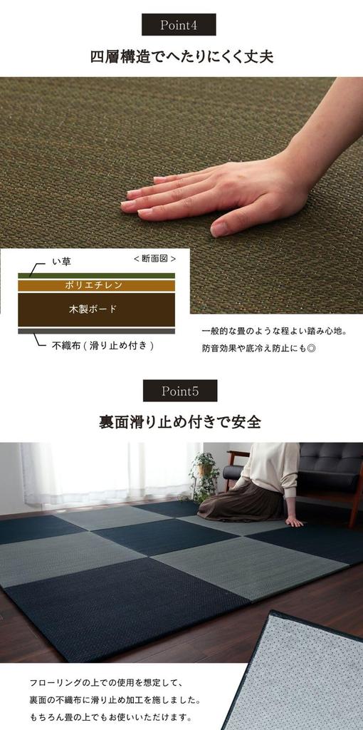 IKEHIKO Igusa Tatami Mat, Solid Color, Beautiful Tatami, Approx. 70 X 70 X 1.5cm, Single Piece, Green, Simple, Modern, Chic, Borderless #1040150120407