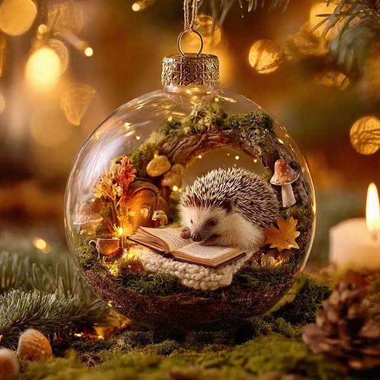 3D Wildlife Animal Christmas Ornaments Clear Plastic Xmas Ball Ornament Christmas