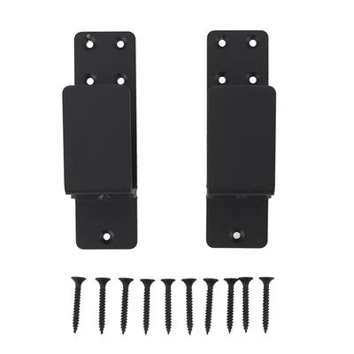 2PCS Door Barricade Brackets Open Bar Holder Carbon Steel Easy Installation U Bracket for Garage Barn 2x4 Boards Black