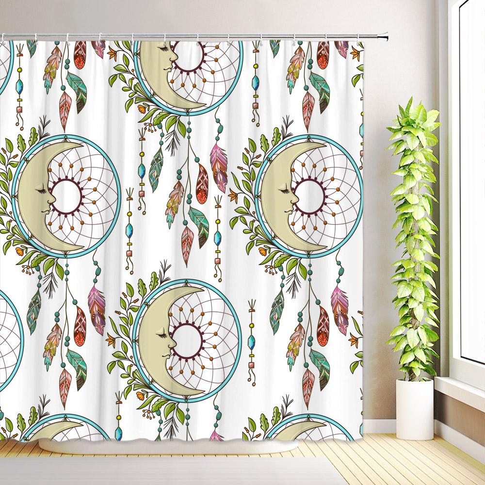 Boho Floral Shower Curtain Hummingbird Modern Abstract Flowers Plant Tropical Leaves Butterfly Bathroom Curtains with Hooks