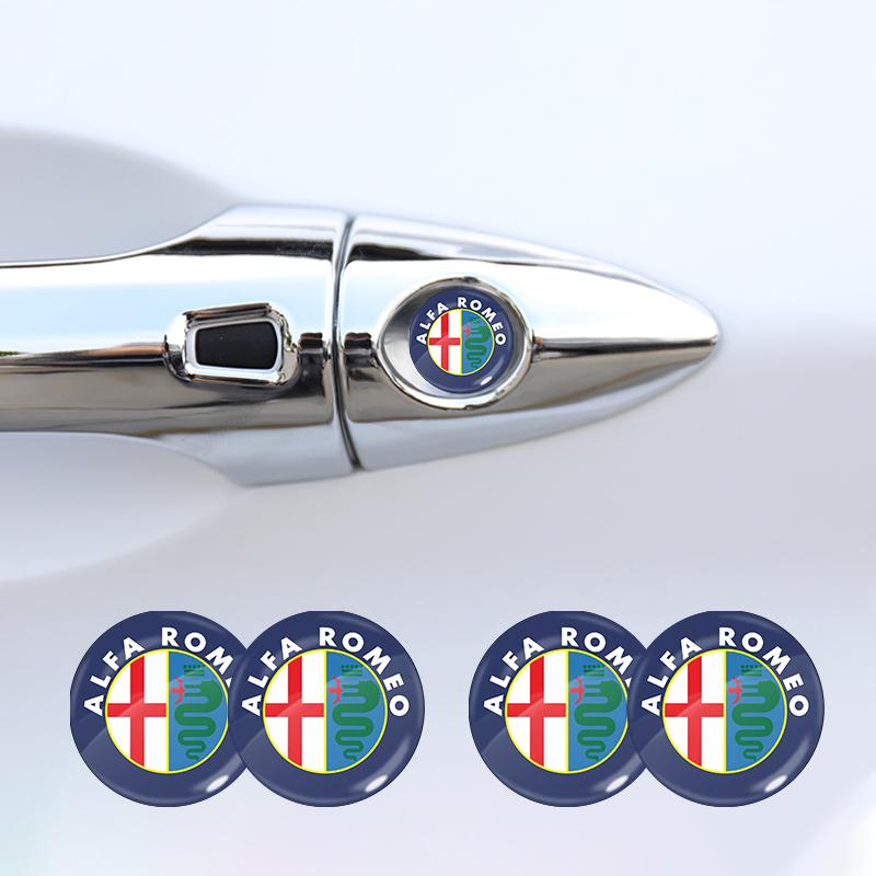 2/4/6 Pezzi Adesivo Emblema Tappo Serratura Portiera Auto Adesivo Protettivo per Alfa Romeo Giulia Stelvio Giulietta Spider GT 4C 8C Mito Brera Modifica