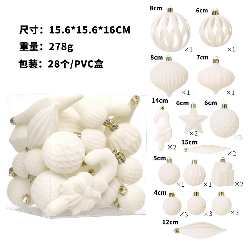 Flocked Shaped Christmas Ball Ornament Set for Tree Decor