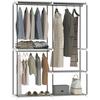 Clothes Wardrobe Open Wardrobe with 4 Fabric Shelves 3 Hanging Rails Metal Frame 142x43x185 Cm Light Gray