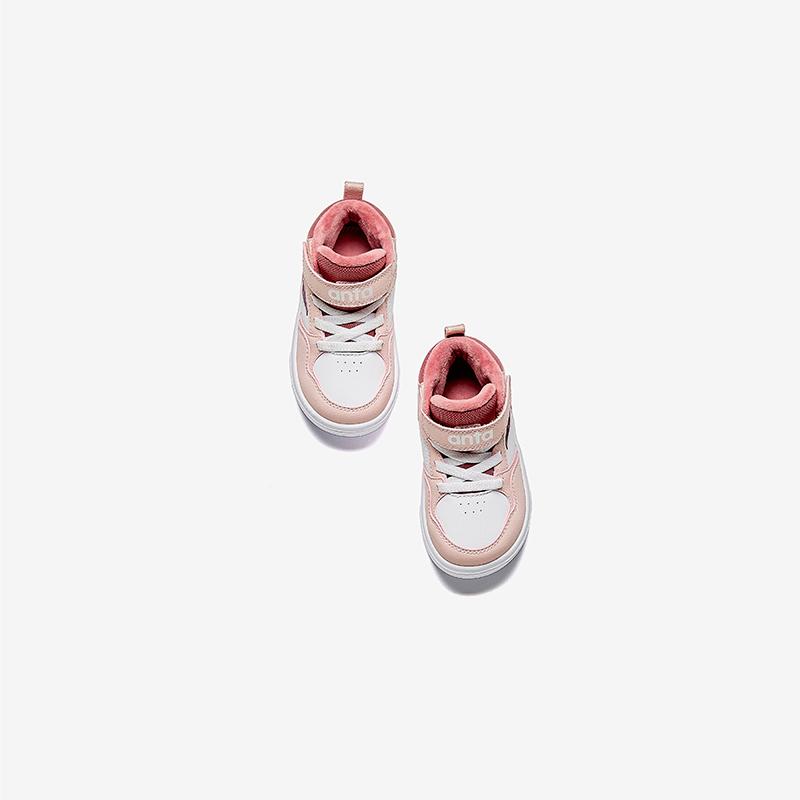 Anta Kids Trendy Minimalist Lightweight Shock Absorbing Warm High-Top Walking Shoes Baby Shoes Light-Pink A22440060-1