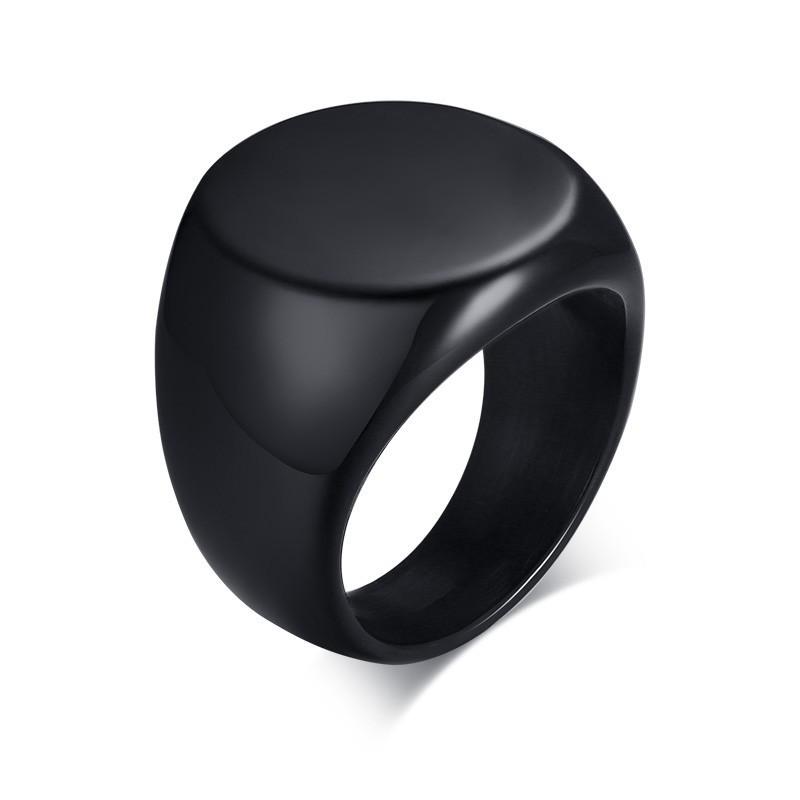 

Personalized Rings Men s Stainless Steel Round Signet Ring With Photo Name Man Custom Jewelry 8 чёрный