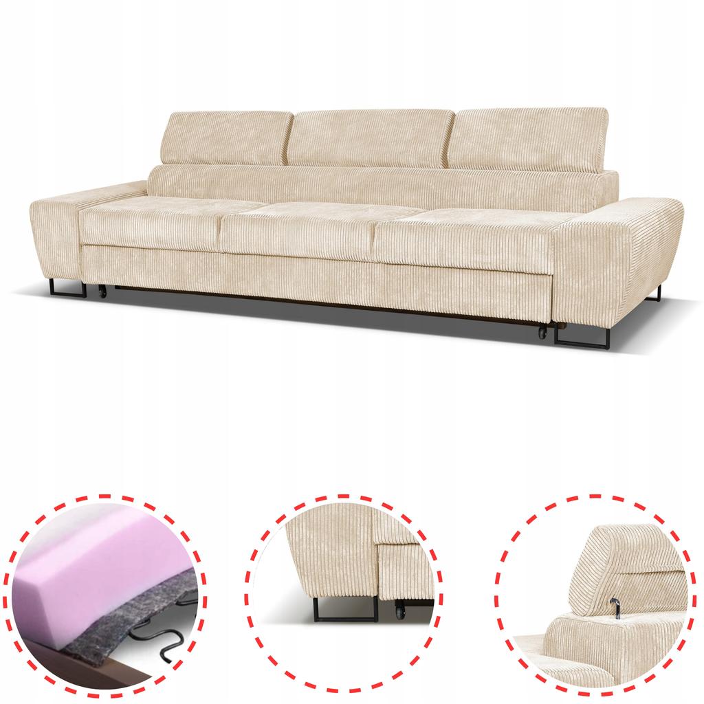 Sofa 3-Sitzer Schlafsofa mit Schlafcouch. spanien Savio Family Möbel beige Cord